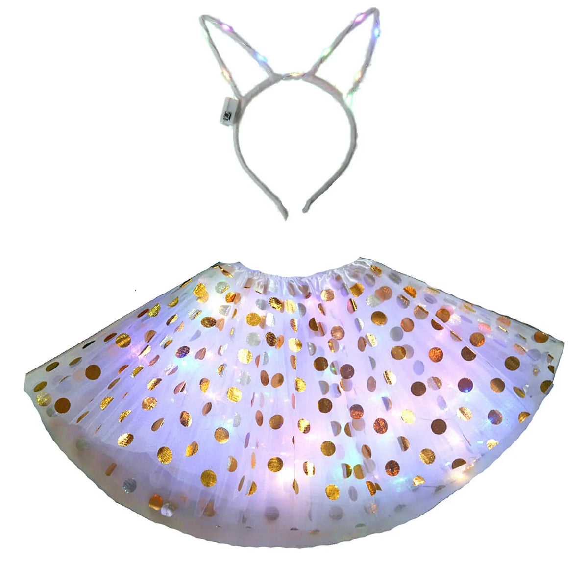 LED Light-Up Princess Tutu Skirt & Bunny Headband Set LED Costume Set Babs 21 for 2-8 years girls