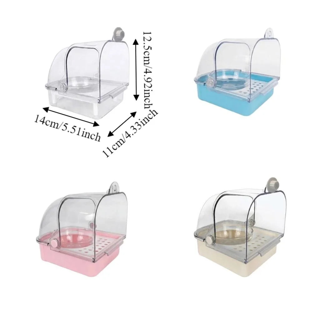 Splash-Proof Parrot Bird Bath Cage – Wall Hanging Bathing Box Bird Bath Cage Babs