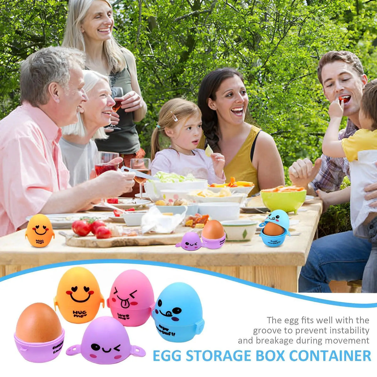 Portable Cartoon Egg Container & Outdoor Travel Storage Box Egg Storage Container Babs
