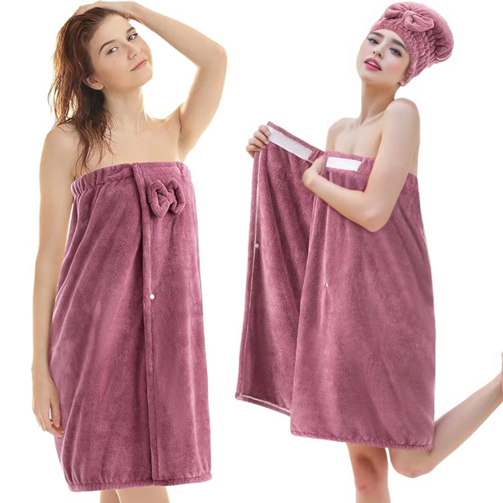 Women's Bath & Hair Towel Wrap Set – Quick-Dry Spa (2 Sets) Bath Towel Wrap Set Babs