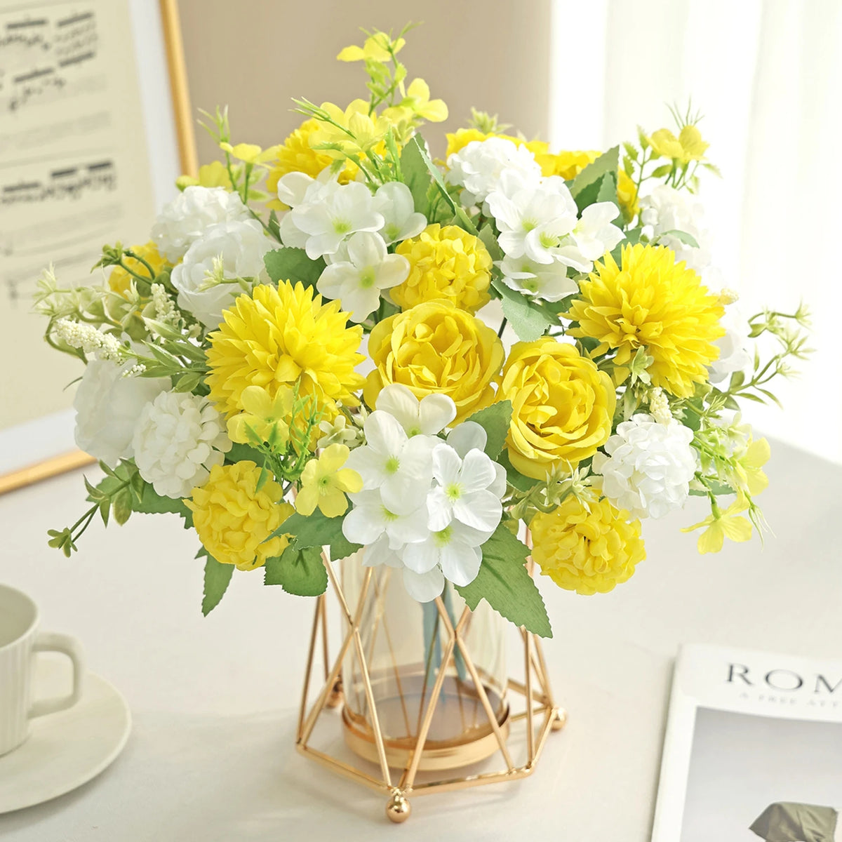 Artificial Silk Hydrangea Rose Bouquet for Home & Wedding Décor Artificial Flower Bouquet Babs
