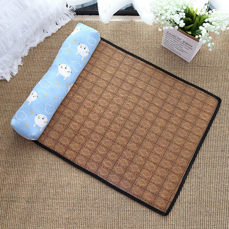 Pet Self-Cooling Rattan Mat for Cats & Dogs – Summer Bed Pet Cooling Mat Babs Blue Rabbit L