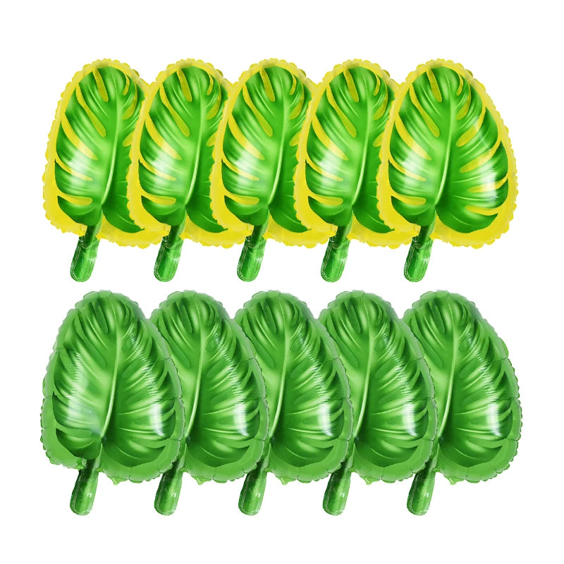 Jungle Safari Party Balloons – Green Latex & Foil Palm Leaf Set Party Balloon Set Babs