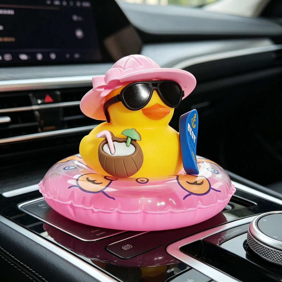 Cool Rubber Duck Car Decor with Sunglasses & Float Ornament Novelty Car Ornament Babs