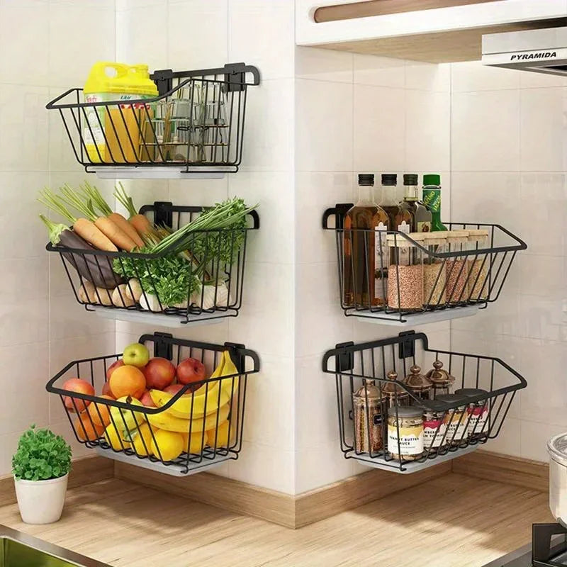 Wall-Mounted Stainless Steel Kitchen Storage & Drain Basket Kitchen Storage Basket Babs