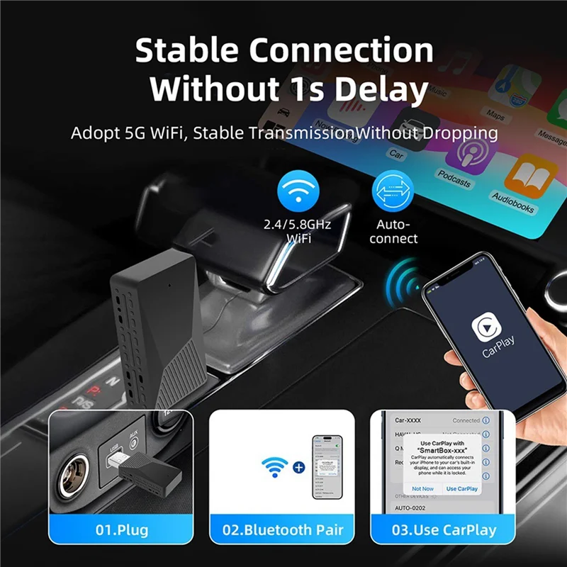 Wireless CarPlay Android Auto 2-in-1 AI Box Adapter Wireless CarPlay Adapter Babs