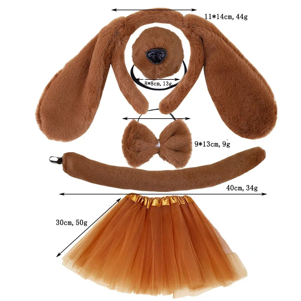 Spotted Dog Anime Cosplay Costume Set – Ears, Tail, Skirt & Nose Cosplay Costume Set Babs