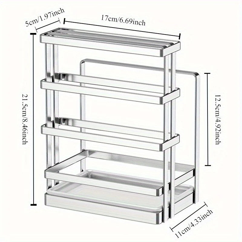 304 Stainless Steel Knife Holder & Organizer for Kitchen Counter Knife Block Organizer Babs silver