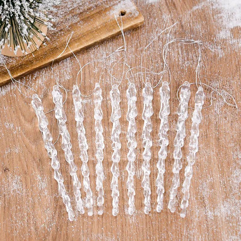 10pcs Clear Fake Icicle Christmas Ornaments 13cm | Xmas Décor Christmas Ornaments Babs