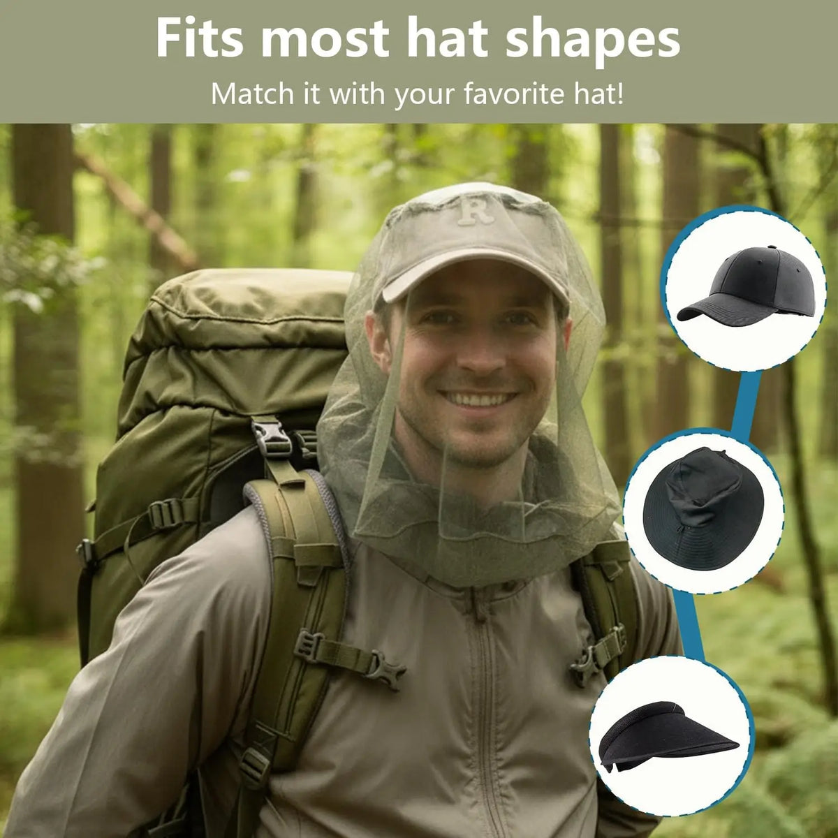 Breathable Mesh Mosquito Head Net Hat – Camping & Fishing Mosquito Head Net Babs