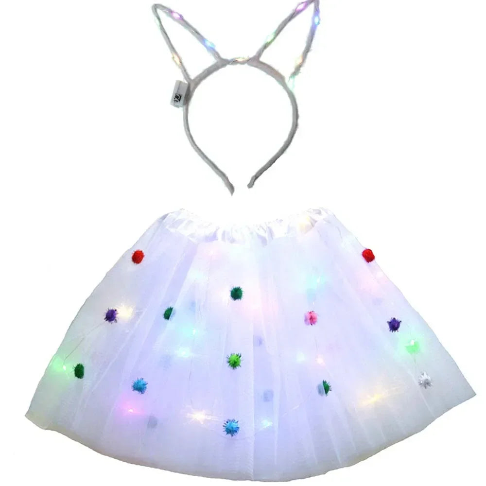 LED Light-Up Princess Tutu Skirt & Bunny Headband Set LED Costume Set Babs 13 for 2-8 years girls