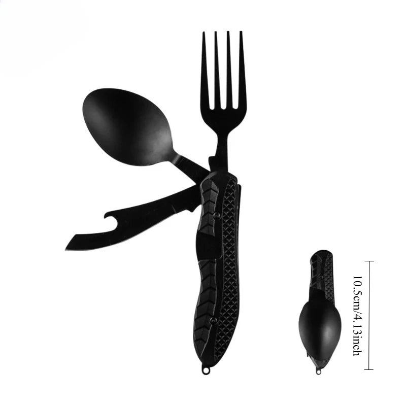 3-in-1 Folding Camping Utensils – Stainless Steel Spork Knife Set Camping Utensil Set Babs