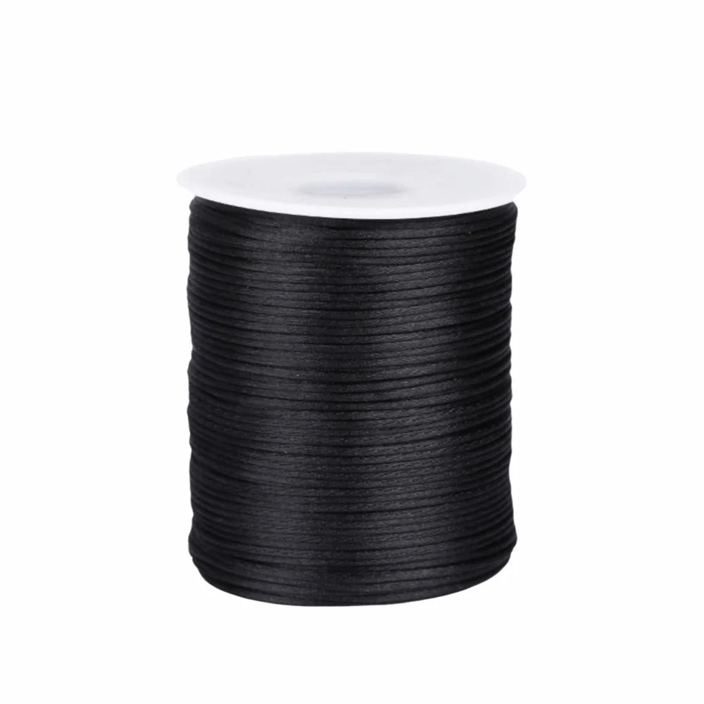 100m Satin Rattail Cord 1.5mm Braided Beading String for Crafts Craft Cord Babs Black