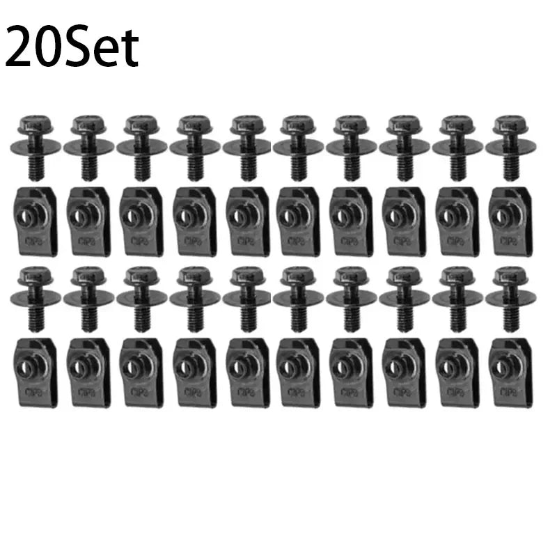 M4/M5 U-Type Nut Clips – Bumper & Fender Retainer Fasteners Automotive Fastener Clips Babs set