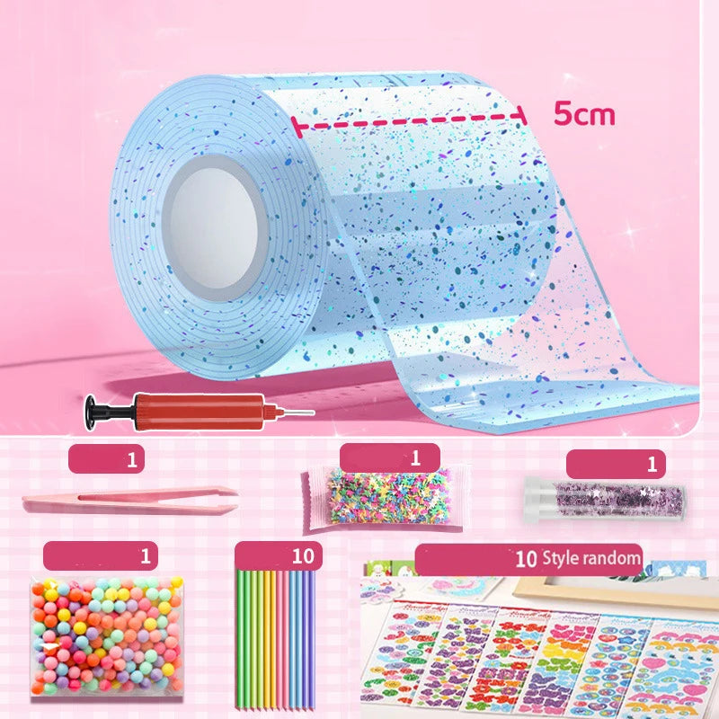 Squishy Nano Tape Glitter Set – Bubble Putty DIY Squeeze Toy Sensory Craft Toy Set Babs Blue 3Set 1mm
