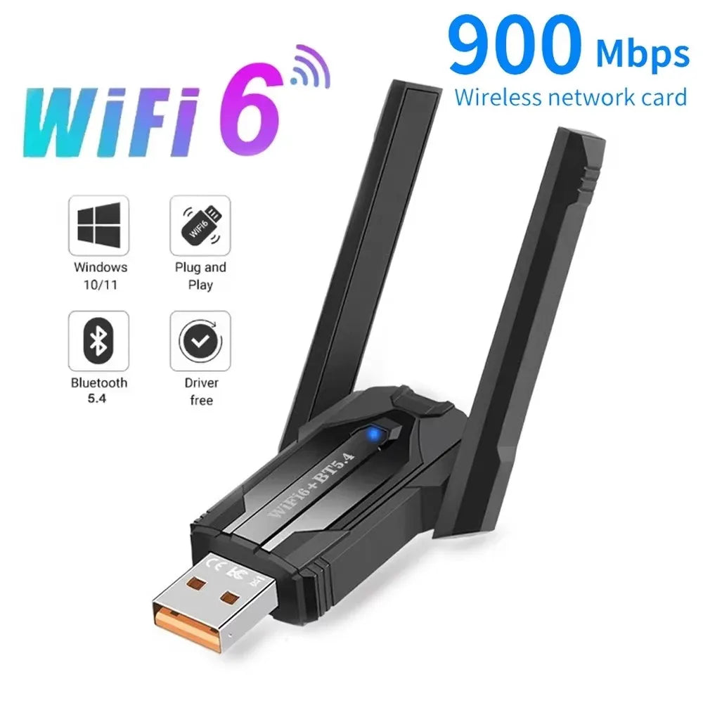 WiFi 6 USB Adapter 900Mbps + Bluetooth 5.4 Dual Band Dongle USB WiFi Adapter Babs AX916B Wifi 6