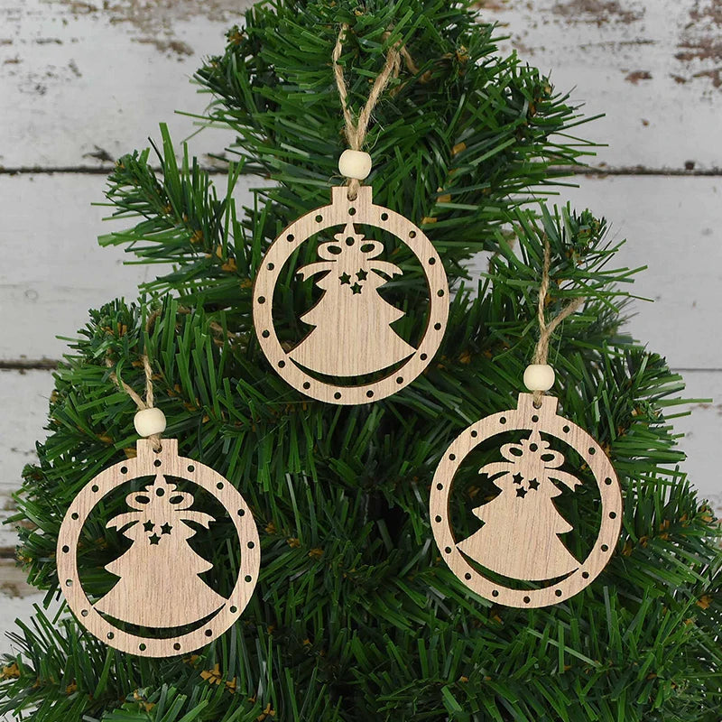 3pcs Vintage Christmas Wooden Ornaments – DIY Tree Pendants Christmas Tree Ornaments Babs F