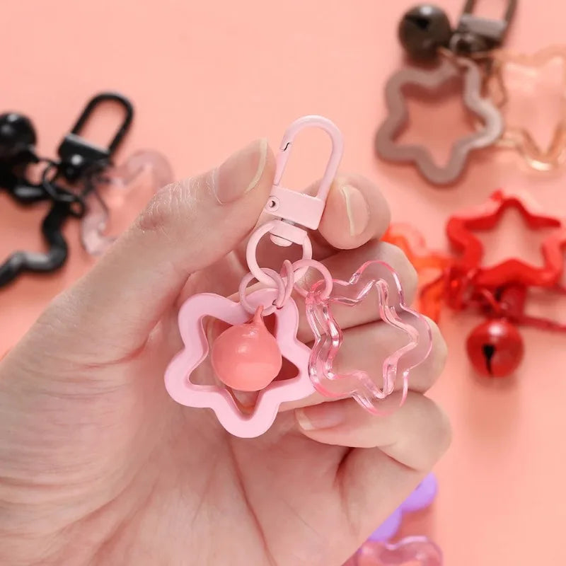 Hollow Star Charm Keychain with Bell & Acrylic Beads Charm Keychain Babs