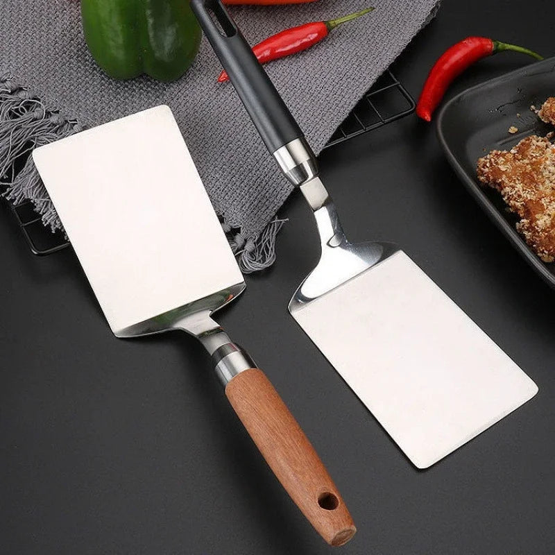 Stainless Steel Square Spatula – Wood Handle BBQ & Kitchen Cooking Spatula Babs