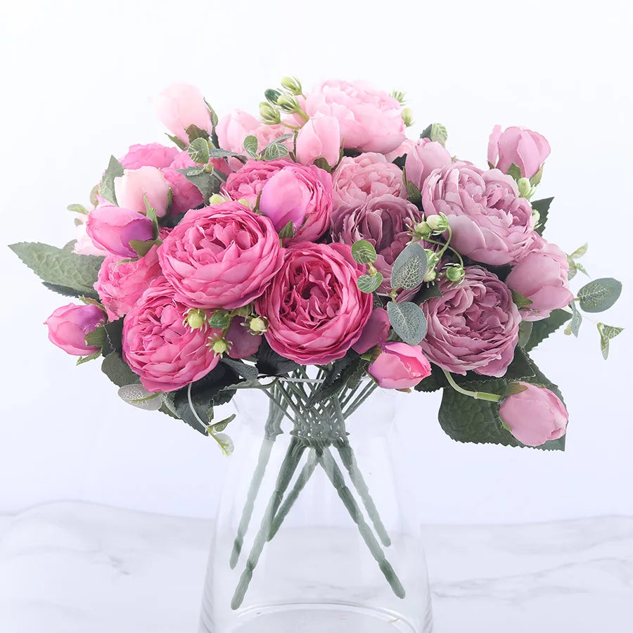 Silk Rose Peony Artificial Flowers – Wedding & Home Décor Artificial Flower Bouquet Babs
