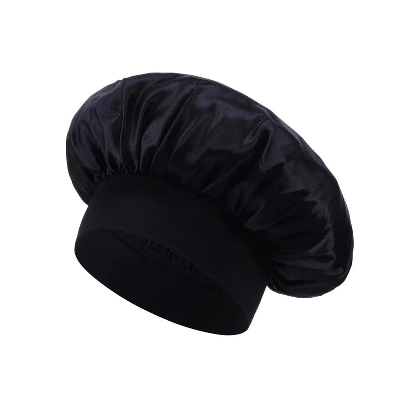 Satin Sleep Bonnet – Double Layer Elastic Cap for Curly Hair Satin Sleep Bonnet Babs Black