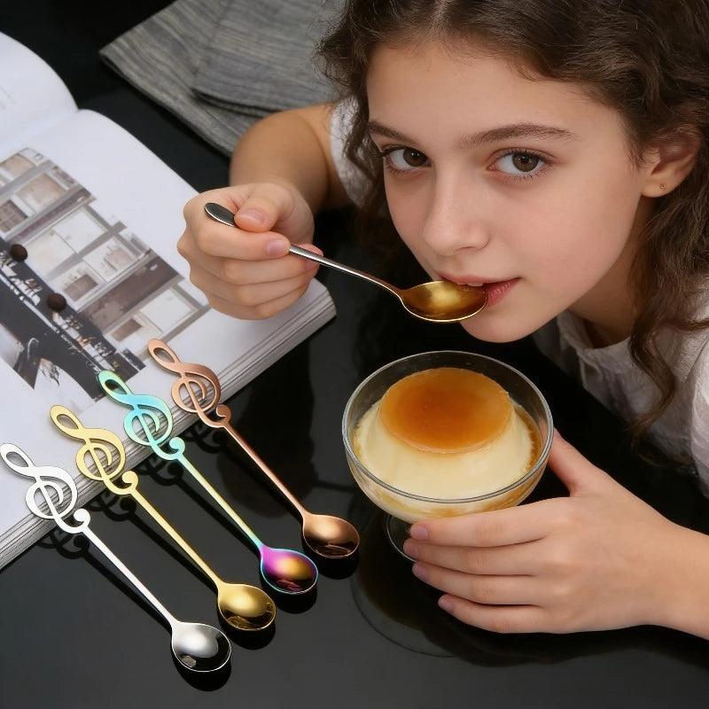 3pc Musical Note Stainless Steel Spoons | Gold Coffee Stirrers Decorative Spoon Set Babs