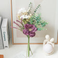 Artificial Silk Peony Poppy Daisy Eucalyptus Bouquet – Home Décor Artificial Flower Bouquet Babs Purple
