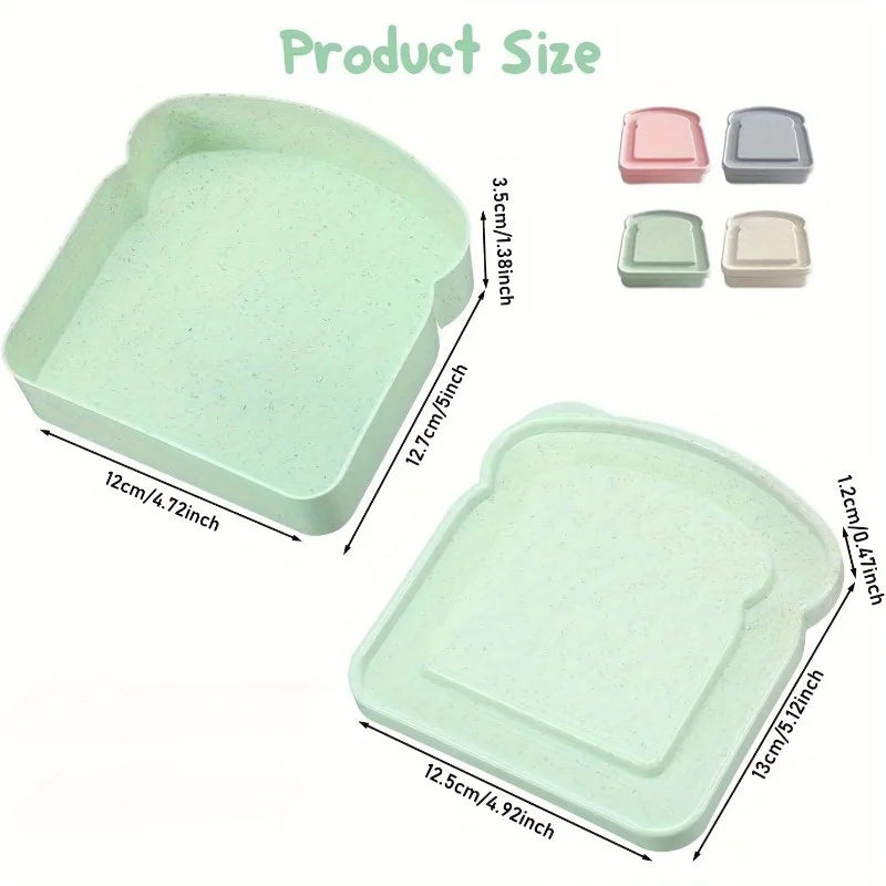 Toast-Shape Sandwich Bento Box with Lid – Reusable Lunch Sandwich Storage Box Babs