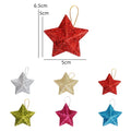 Gold Glitter Star Christmas Ornaments 2025 – Holiday Tree Pendants Christmas Tree Ornament Babs multicolor 12pcs