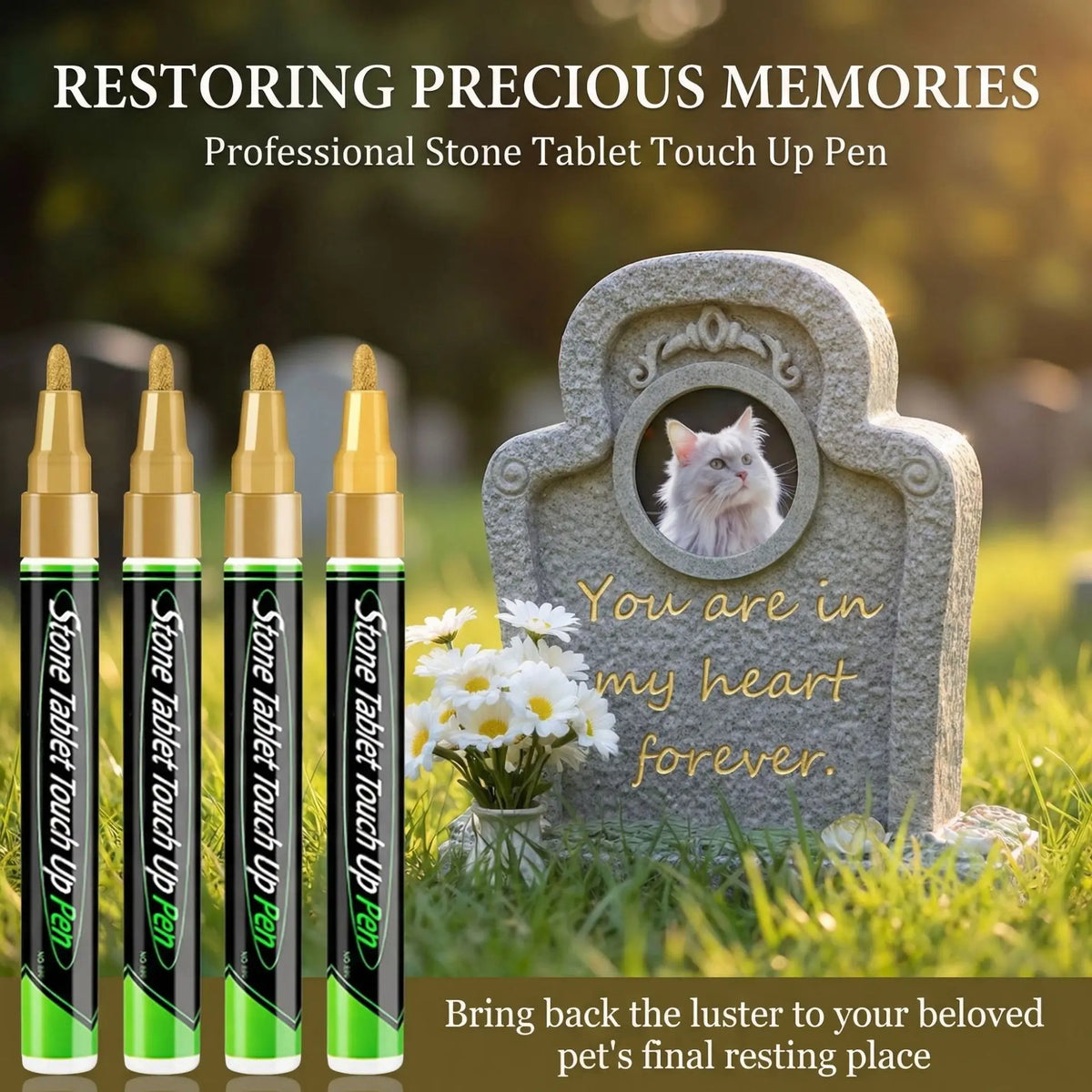 Tombstone Repair Pen – Stone, Metal & Rubber Touch-Up Tool Surface Repair Pen Babs