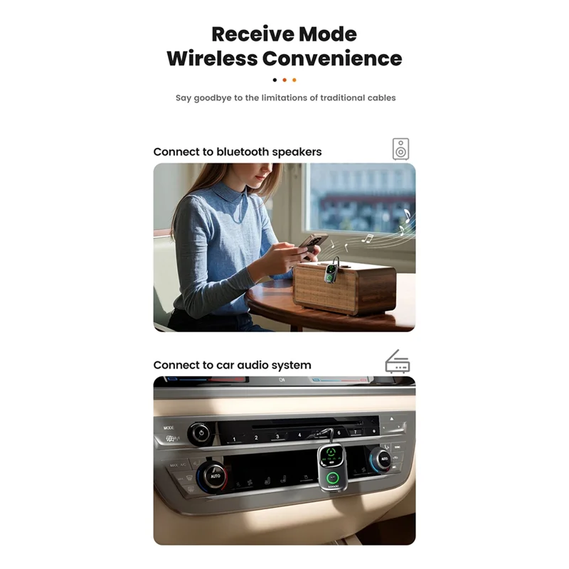 Bluetooth 5.4 2-in-1 AUX Receiver & Transmitter Audio Adapter Bluetooth Audio Adapter Babs
