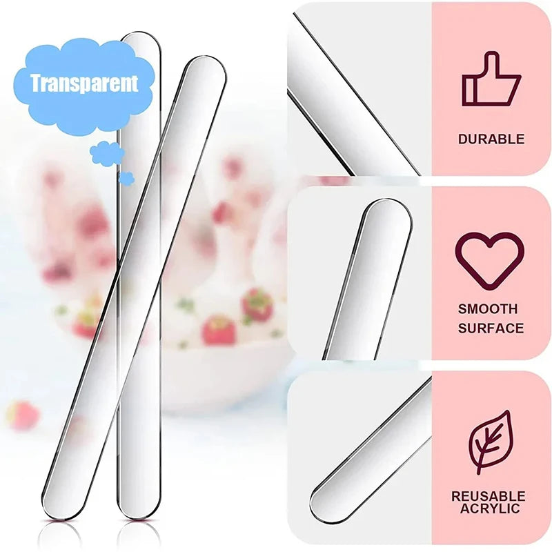 20Pcs Clear Acrylic Reusable Popsicle & Ice Cream Sticks Ice Cream Sticks Babs Transparent 20pcs
