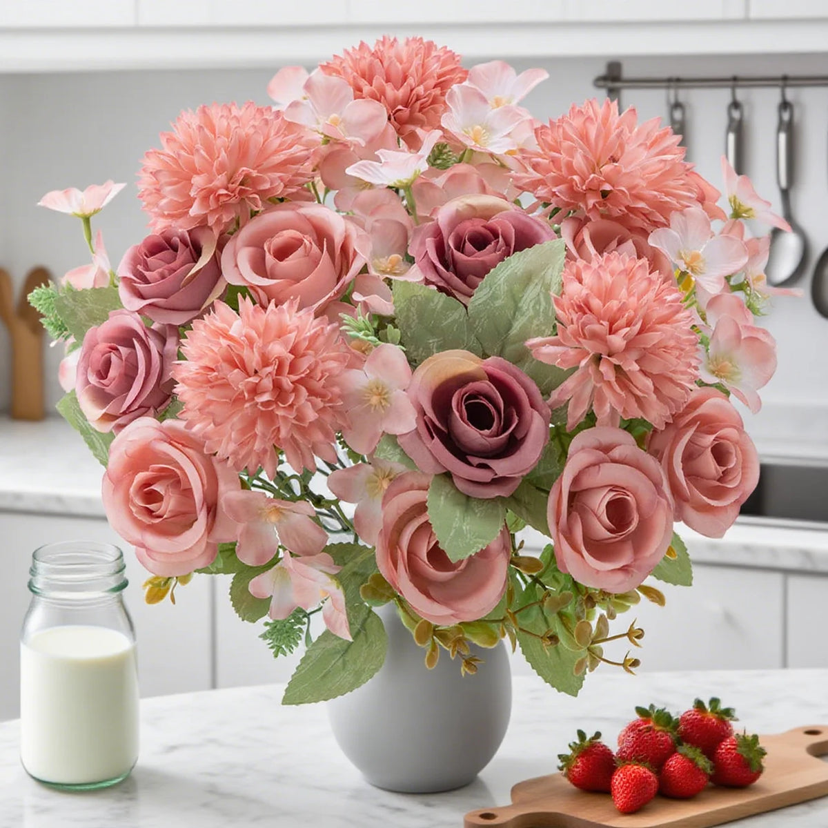 Artificial Silk Rose Bouquet – Wedding & Home Décor Flowers Artificial Silk Flowers Babs