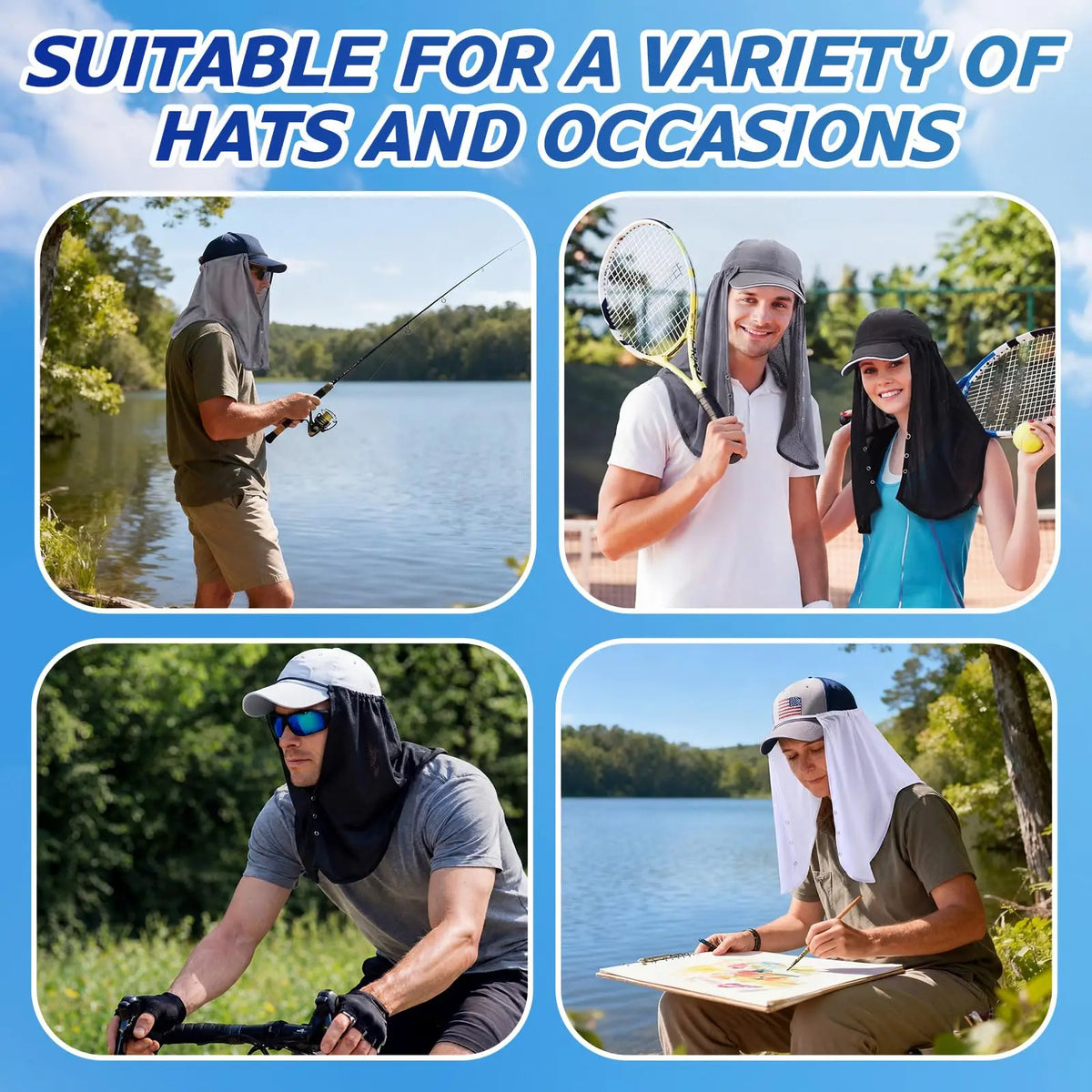 UPF 50+ Outdoor Face & Neck Sun Cover – Quick-Dry Cycling Veil Outdoor Sun Veil Babs