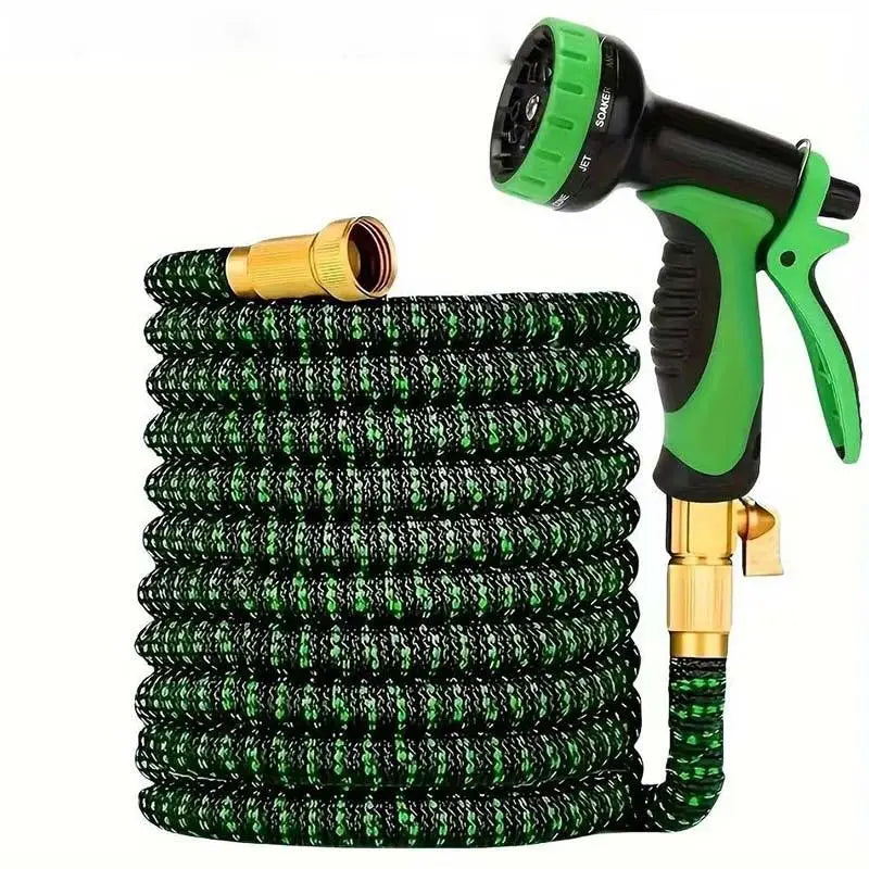 Expandable Garden Hose 3X | 10 Spray Patterns & Brass Connectors Expandable Garden Hose Babs GREEN 25FT