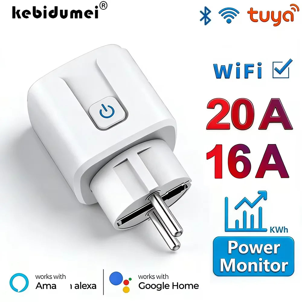Tuya Smart EU Plug WiFi+BT 16A/20A Power Monitor | KEBIDUMEI Smart WiFi Plug Babs