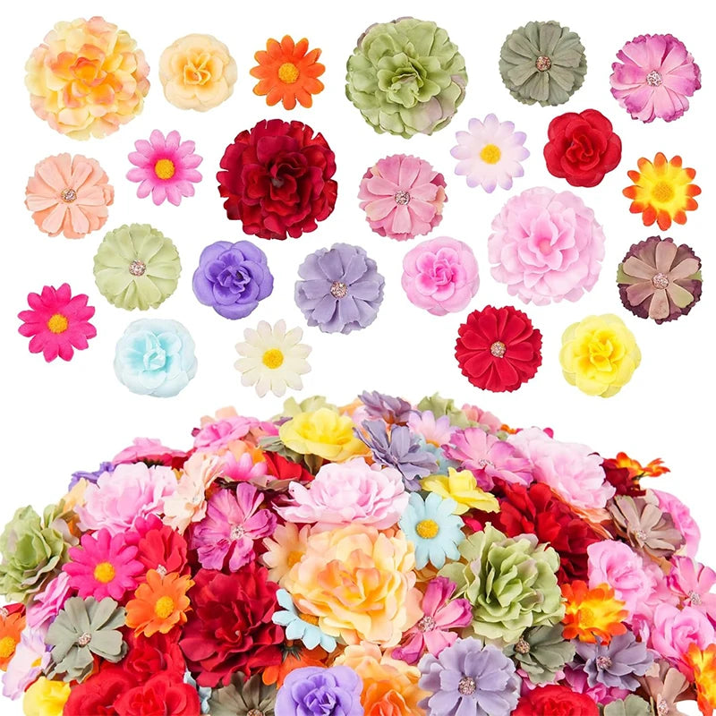 25Pcs Silk Artificial Rose Daisy Mix – DIY Crafts & Wedding Decor Artificial Silk Flowers Babs C-Mixing
