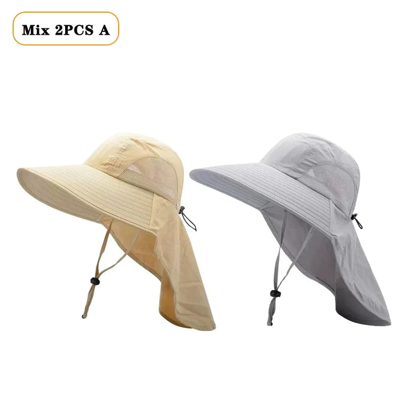 Waterproof Wide Brim Fisherman Sun Hat – UV Outdoor Protection Wide Brim Sun Hat Babs Mix 2PCS A
