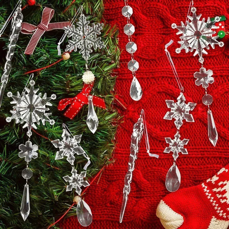 10Pcs Crystal Snowflake Christmas Tree Hanging Ornaments Christmas Tree Ornaments Babs