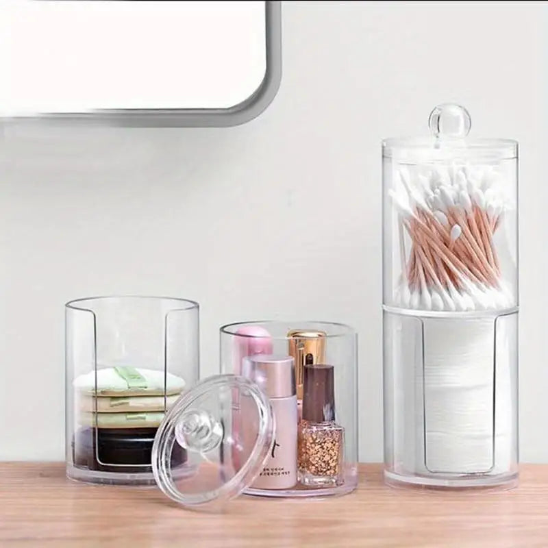Round Acrylic Q-Tip & Cosmetic Storage Box Organizer Cosmetic Storage Organizer Babs