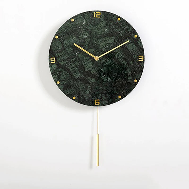 Nordic Large Marble Wall Clock – Silent Quartz, Modern Décor Wall Clock Babs Style E Green 12 inch