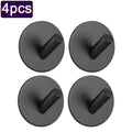4-Pack Self-Adhesive Stainless Steel Wall Hooks – No-Drill Adhesive Wall Hooks Babs Black-4pcs 4.5x4.5cm