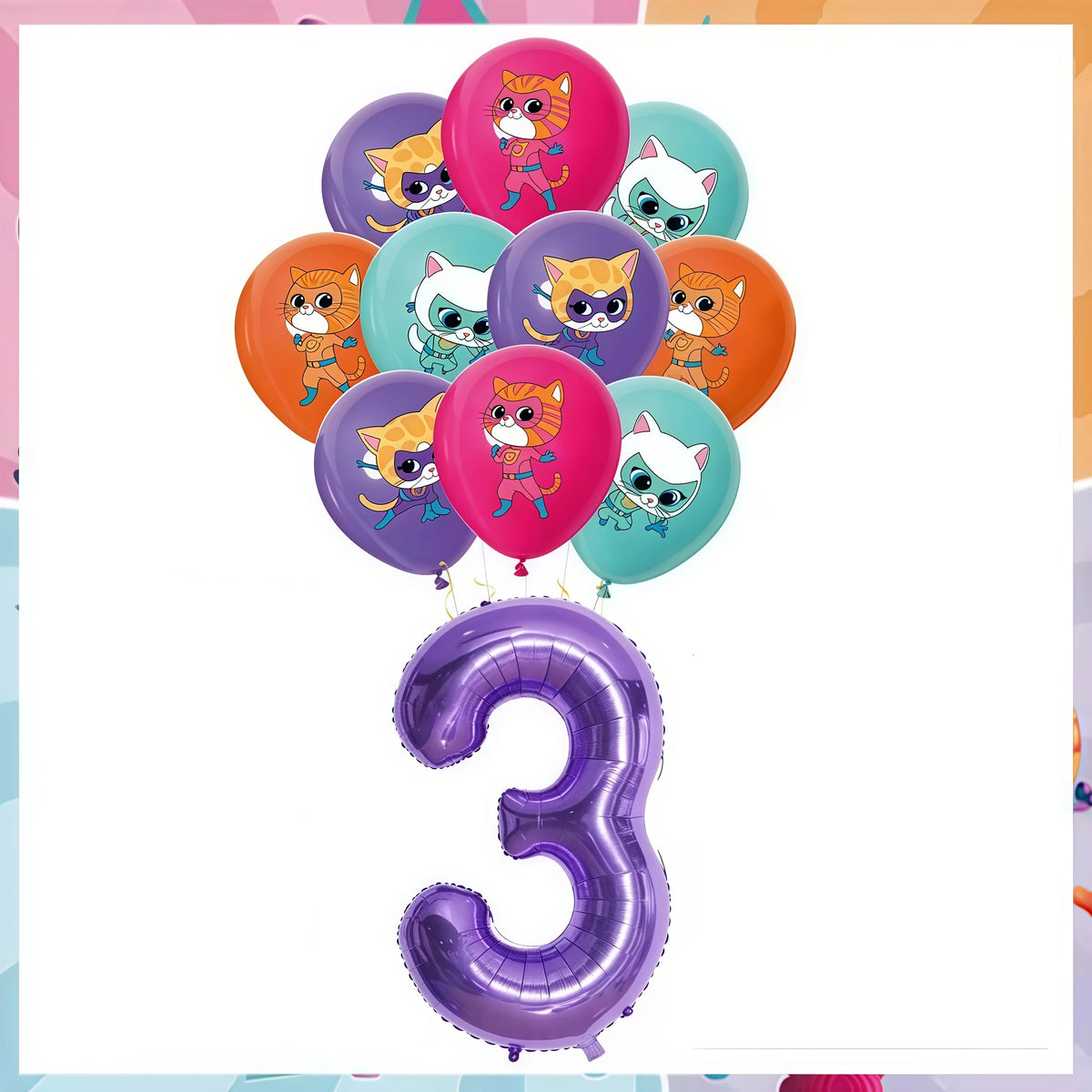 Cat Kitty Birthday Party Supplies – Plates, Cups & Balloons Set