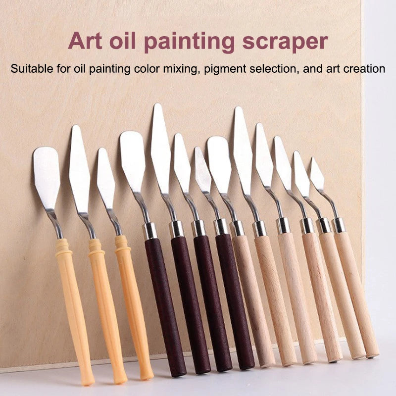 7-Piece Stainless Steel Palette Knife Set for Oil Painting Palette Knife Set Babs