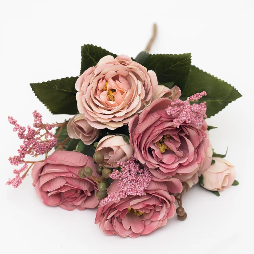 Silk Peony Artificial Flowers for Wedding & Home Décor Artificial Silk Flowers Babs Rose Red 1 pc