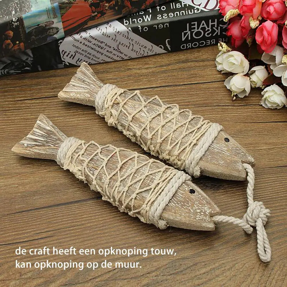 Hand-Carved Wooden Fish Wall Sculptures – Nautical Coastal Pair Wall Sculpture Babs