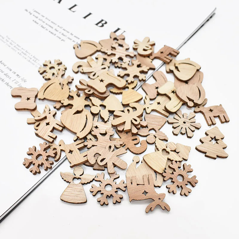 50Pcs Natural Wood Christmas Ornaments – DIY Holiday Craft Set Christmas Ornaments Babs