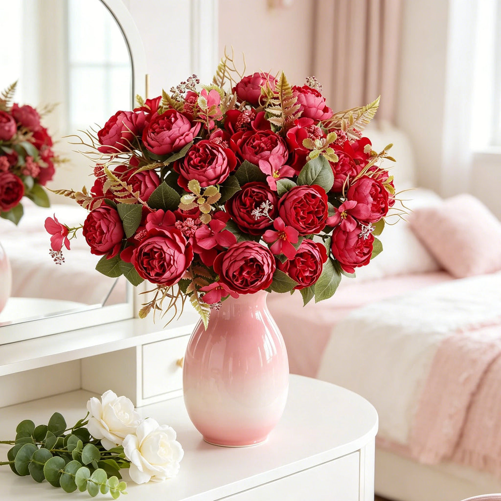 Artificial Silk Peony Hydrangea Bouquet – Wedding & Home Décor Artificial Flower Bouquet Babs