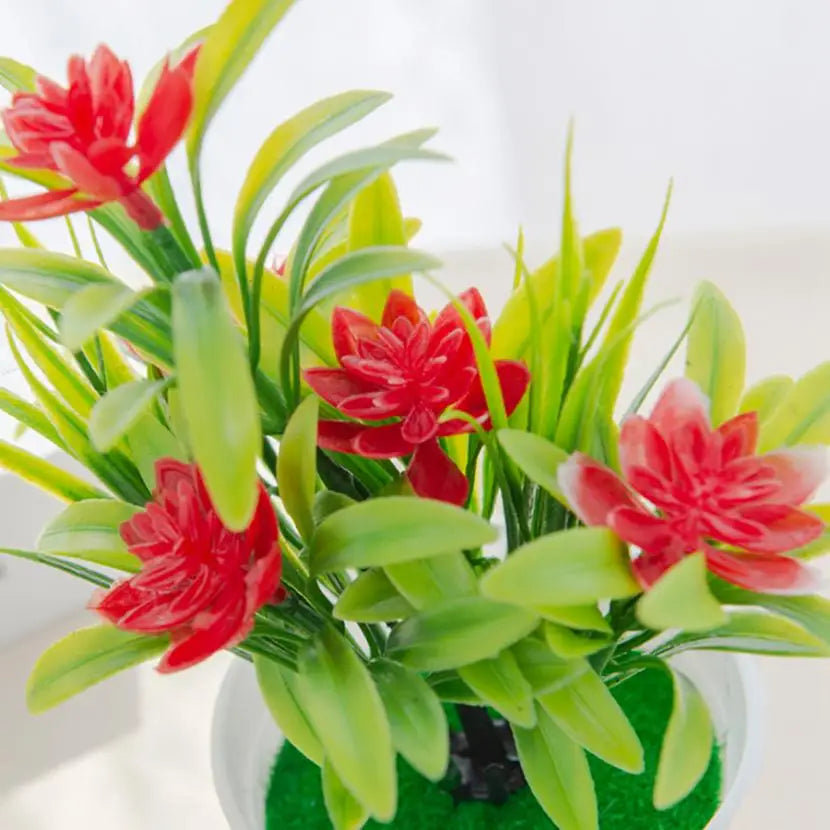 Artificial Flower Bonsai Vase – Mini Potted Home Decor Artificial Flower Vase Babs