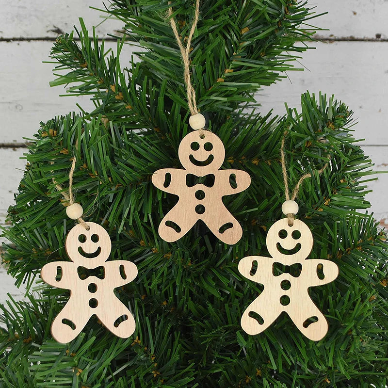 3pcs Vintage Christmas Wooden Ornaments – DIY Tree Pendants Christmas Tree Ornaments Babs D